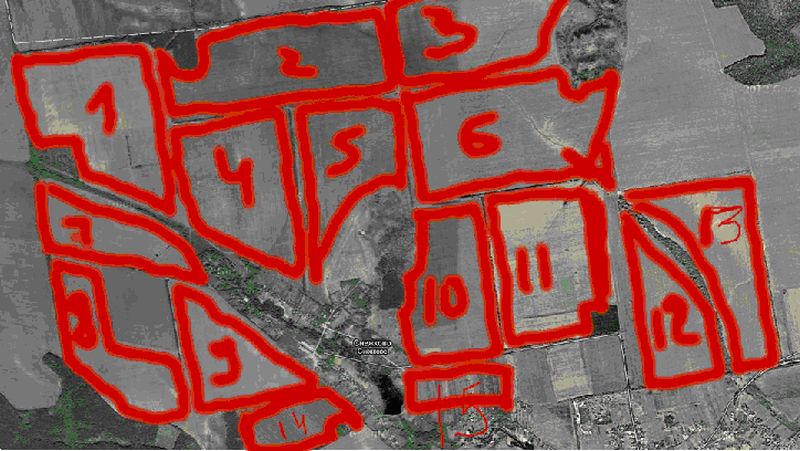 «Примерные» границы полей до профессиональной оцифровки «Примерные» границы полей до профессиональной оцифровки